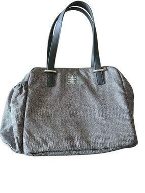 Fit + Fresh Gray Herringbone Tote with Black Handles